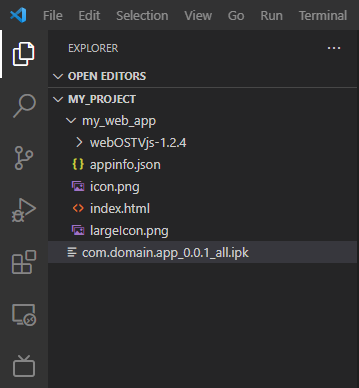 Screenshot shown the packaged app in the Explorer